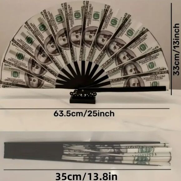 Stylish  Money Print Hand Fan - Picture 5 of 5